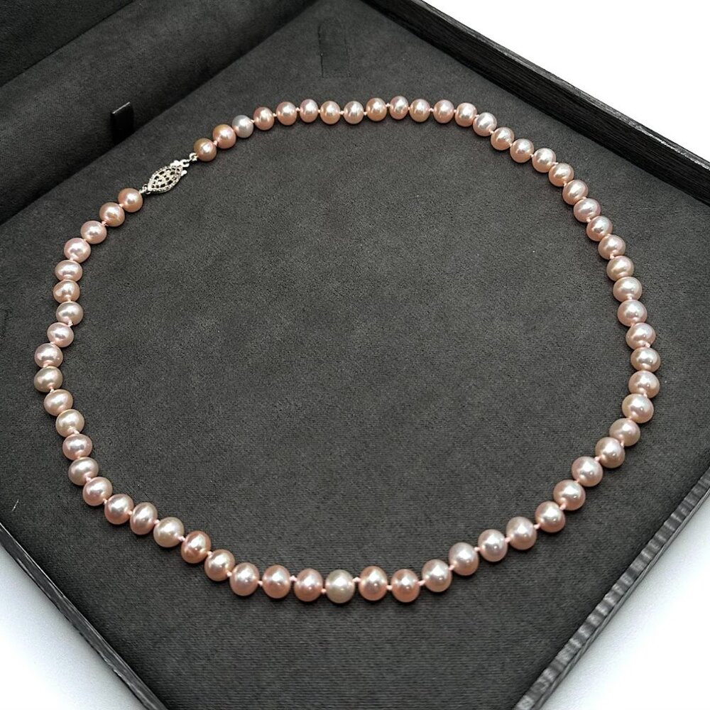 Imperial Pearls Cultured Pink Pearl 925 Sterling Silver Beaded Necklace 18"